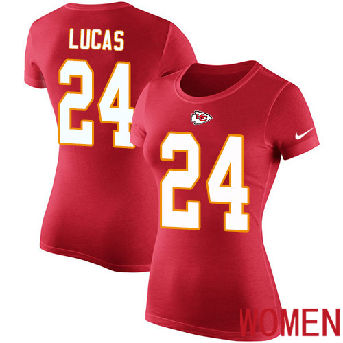 Women Football Kansas City Chiefs #24 Lucas Jordan Red Rush Pride Name and Number T-Shirt